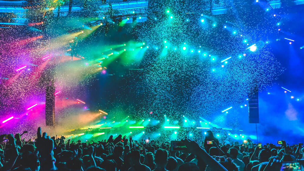 a picture of a concert laser show